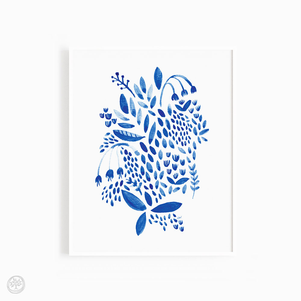 Blue Flowers Print